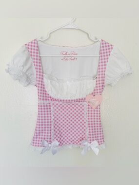 Truth or Dare Princess Doll Milkmaid Top Pink & White NWT Size XS